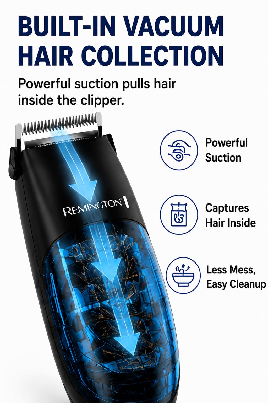 Remington Vacuum Hair Clippers for Men, 18-Piece Haircut Kit