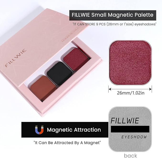 Fillwie Eyeshadow Trio, Matte & Shimmer, Single Pan for Magnetic Palettes