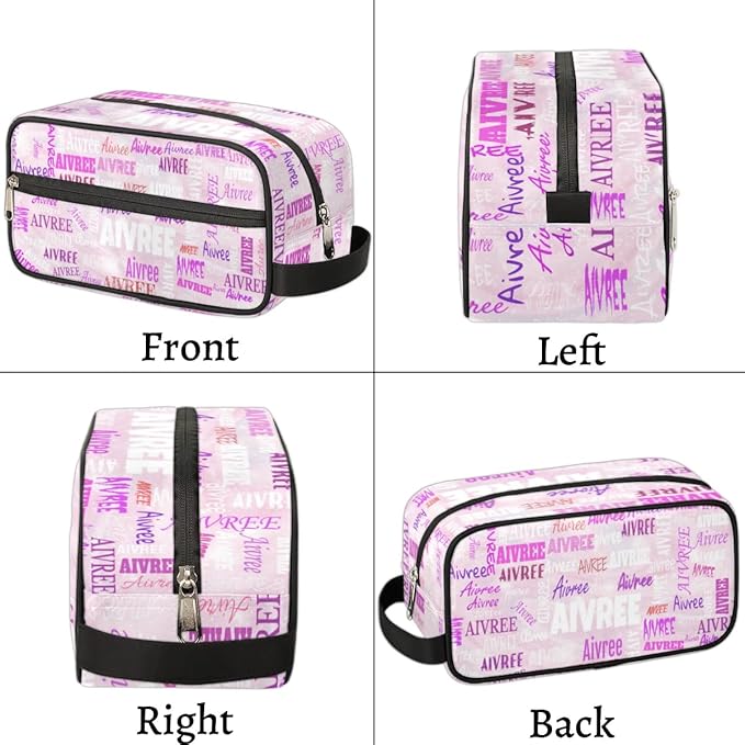 Personalized Makeup Bag with Name for Women Light Pale Pink Background