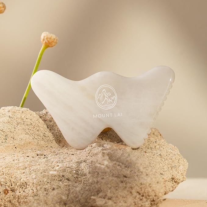 Mount Lai - The Vitality Qi White Jade Gua Sha Sculpting Tool | Face Sculpting Tool for Skin Care | Guasha Tool for Face and Body | Facial Massage Tools to Relieve Muscle Tension and Reduce Puffiness
