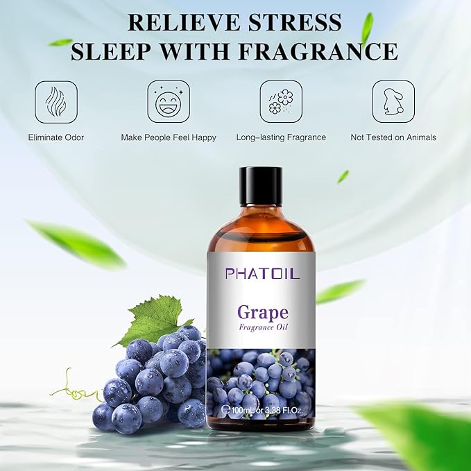 PHATOIL Grape Fragrance Oil for Diffuser Aromatherapy 3.38FL.OZ