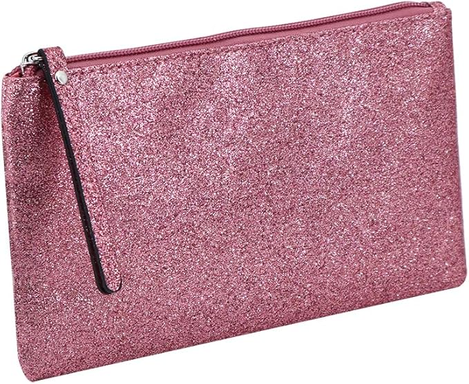 RITTZI Celestial Glitter Makeup Pouch – Seven Stunning Shades - Festive Cosmetic Bag (Starlit Rose)