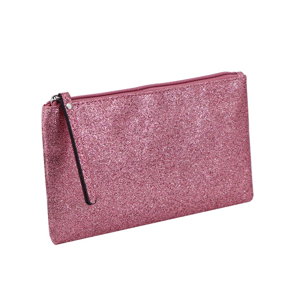 RITTZI Celestial Glitter Makeup Pouch – Seven Stunning Shades - Festive Cosmetic Bag (Starlit Rose)