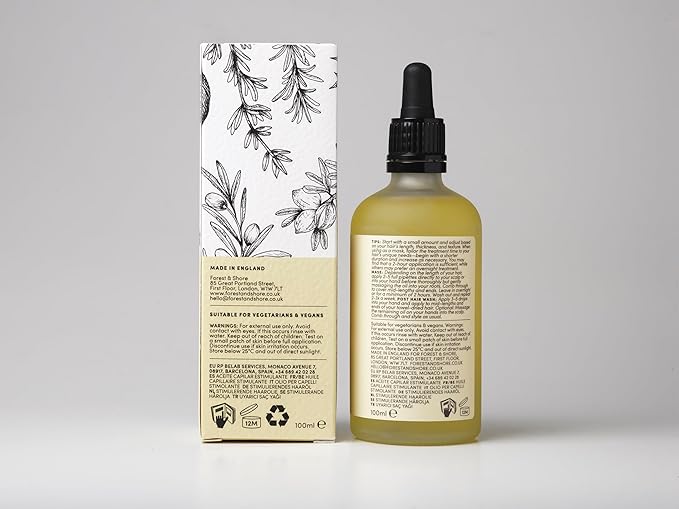 Forest & Shore Hair Growth Oil, 100% Natural, with Caffeine, Biotin, Castor, Argan & Rosemary, Effective Serum for Damaged Hair