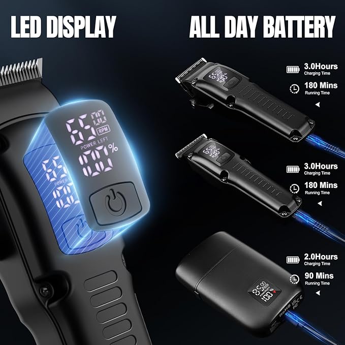 Zesuti Hair Clippers for Men,Cordless Beard Trimmer Electric Shavers Set