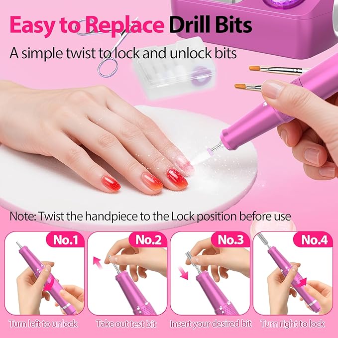 PYVOLA 45000RPM Professional Corded Nail Drill E-File Kit for Salon Home
