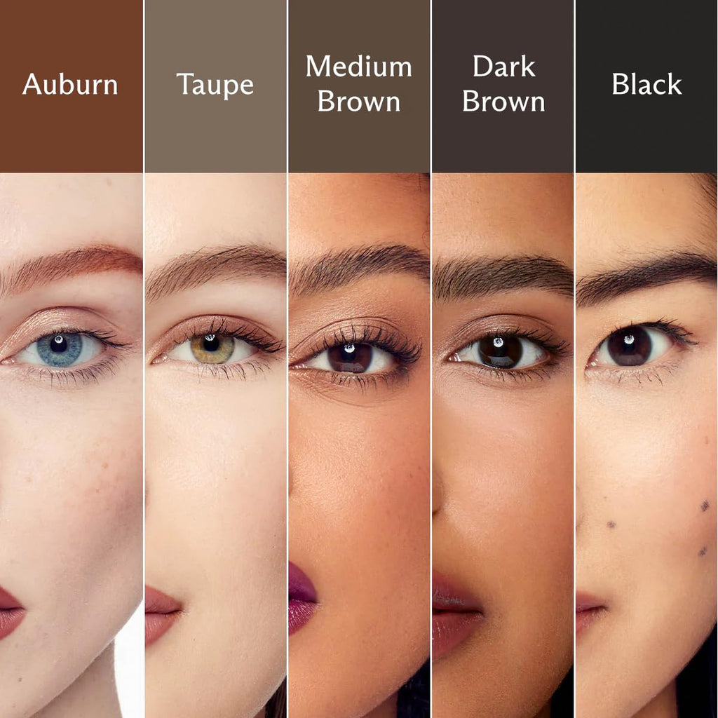 3-in-1 Brow Pencil - Vegan, Smudge-Proof, with Spoolie Brush and Clear Gel - Best Eyebrow Pencil for Fluffing, Filling, and Setting Brows, Black