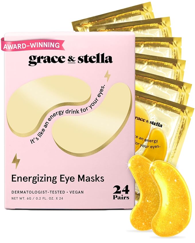 grace & stella Award Winning Under Eye Mask - Birthday Gifts for Women - Gel Eye Patches for Dark Circles, Puffy Eyes, Undereye Bags - Gifts for Mom - Vegan Self Care (24 Pairs, Gold)