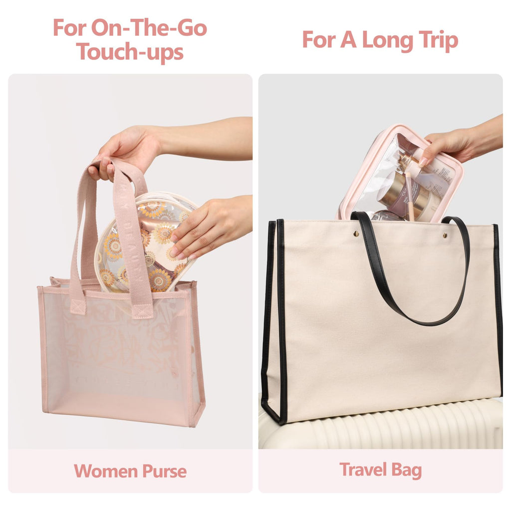 PACKISM Clear Makeup Bag - 1 Medium 1 Shell Bag TSA Approved Toiletry Bag