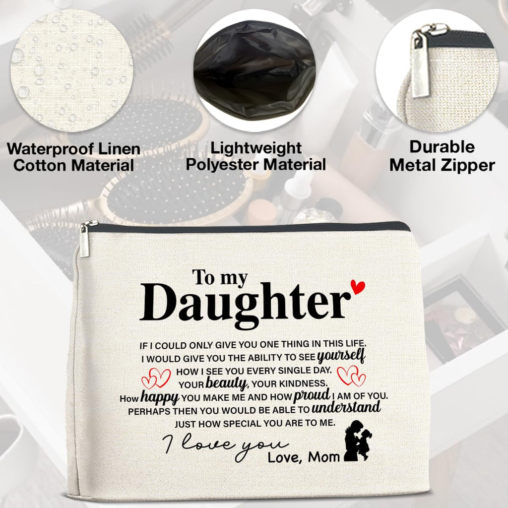 UPNEGE Makeup Bag Daughter Gifts from Mom, Gifts for Daughter Cosmetic Bag Zipper Makeup Pouch Gift for Christmas Birthday Graduation