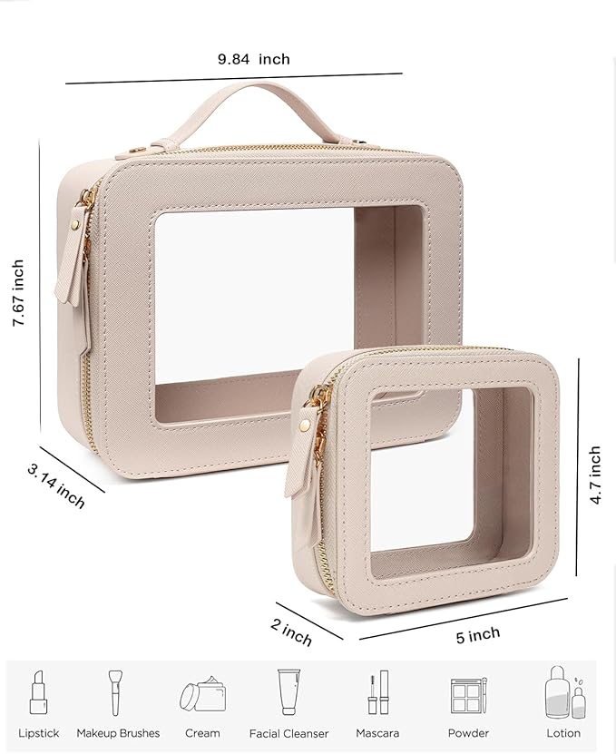 2 Pieces Clear Mahjong Bag, Travel Makeup Bag Large Cosmetic Bag with Zipper Small Clear Makeup Pouch for Purse Waterproof TSA Approved Toiletry Bag Case for Women Car Organizer Travel Essentials