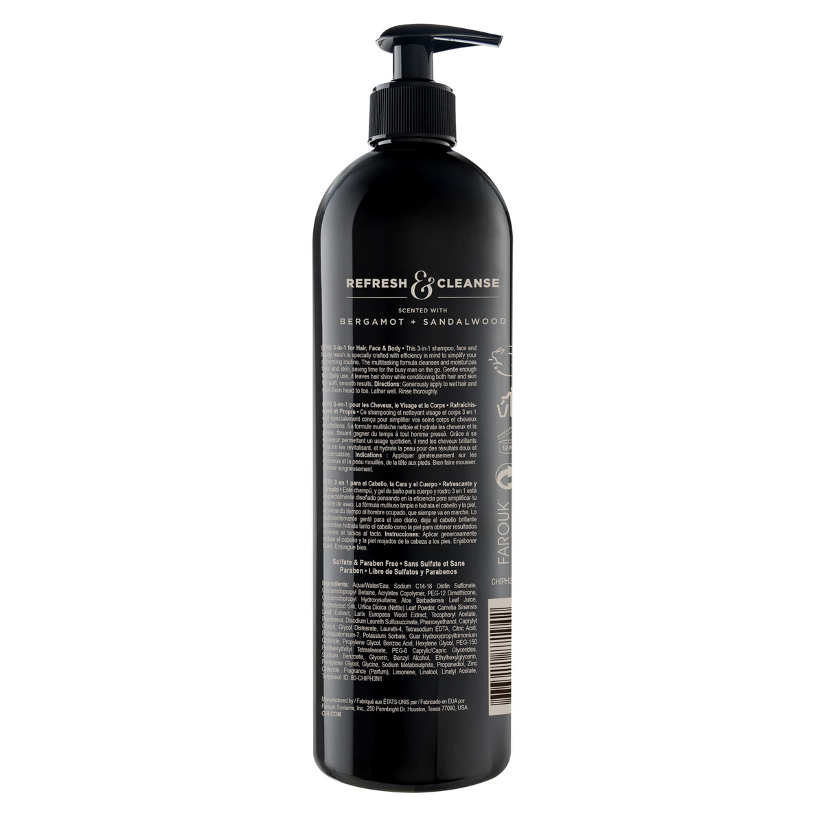 CHI pour Homme 3-in-1 Cleansing Hair, Face & Body Wash for Men, 25 oz