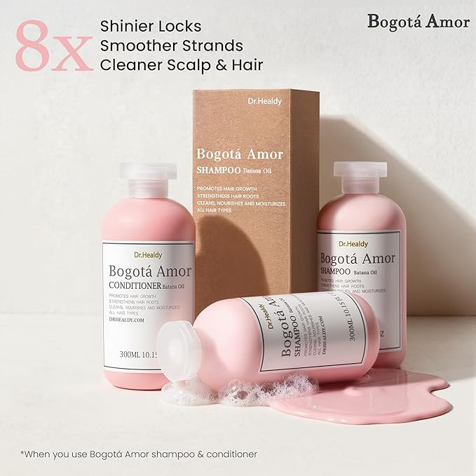 Moisturizing Shampoo and Conditioner Set, Boasts Hair Thickening with Batana Oil, Strengthens Hair Roots & Hydrates Scalp, For All Hair & Scalp Types, Paraben Free & Color Safe, Pink Rose Fragrance