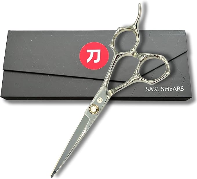 Hair Cutting Scissors for Professionals from Saki Shears - Cuts Wet and Dry Hair - Forged from Japanese 440C Stainless Steel - Sharp, Long Lasting Edge (Steel, 6 Inch Cutting, Right Hand)