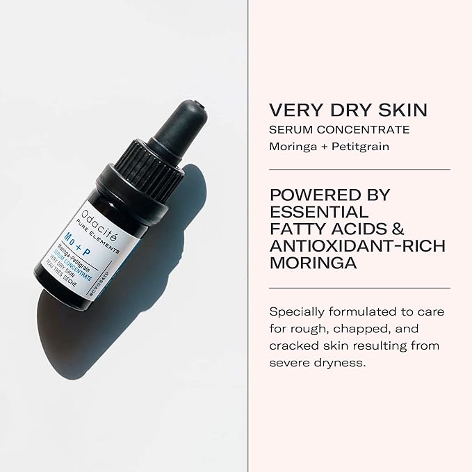Odacité Hydrating Serum Concentrate with Moringa + Petitgrain - Serum for Very Dry Skin - Face Oil Concentrate for Moisturizing & Hydrating Dry Skin or Chapped & Cracked Skin - 0.17 fl. Oz