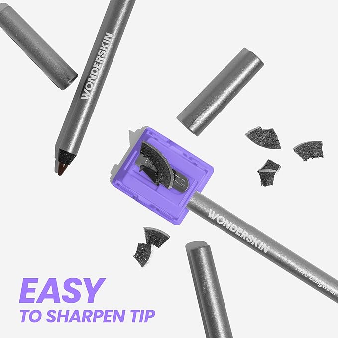 Wonderskin Eyeliner Pencil, 1440 Longwear Brown Glitter Eyeliner Pencil - Waterproof, Sharpenable & Smudge Proof (Gold Mocha)