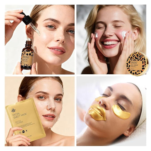 23 Pcs Mother's Day Gift for Mom, Leopard Skin Care Set for Women, Bath and Body Gifts Basket Set, Spa Gift Baskets, Day Cream, Bath Bombs, Serum, Birthday, Christmas, Valentines, Anniversary, Wife
