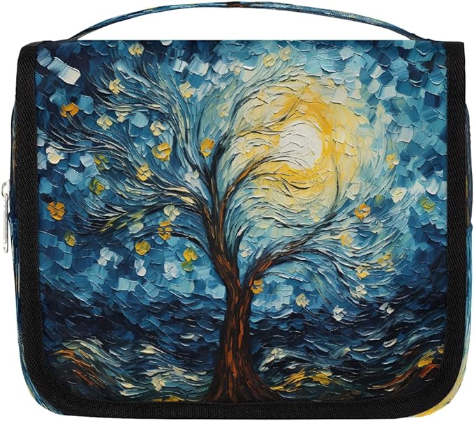 YoYoYuchong Travel Toiletry Bag for Women & Men Abstract Tree Starry Sky Hanging Cosmetic Organizer Portable Waterproof Makeup Case Make Up Bag with Compartments Travel Essentials for Bathroom Shower