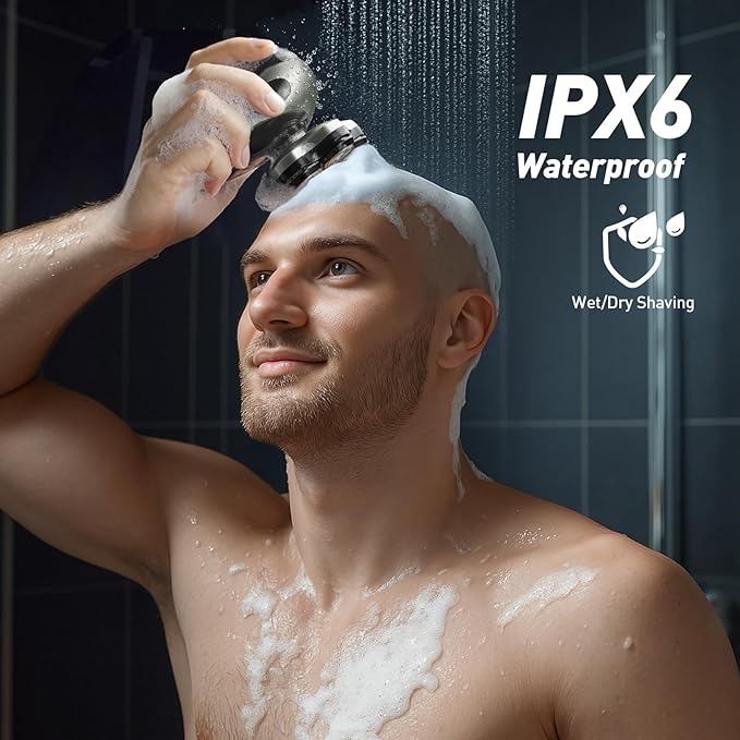 Head Shavers for Bald Men: Update Electric Rotary Shavers with LED Display, IPX6 Rechargeable Head Shaving with Fast Charging, Gray