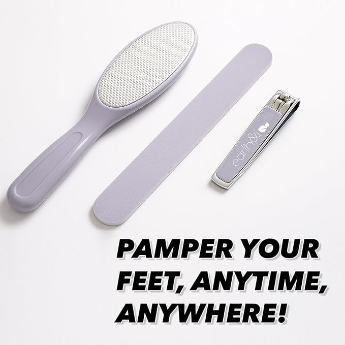 Earth & I - Pink 3-Piece Pedicure Kit: Luxury At-Home Spa Foot Care Set