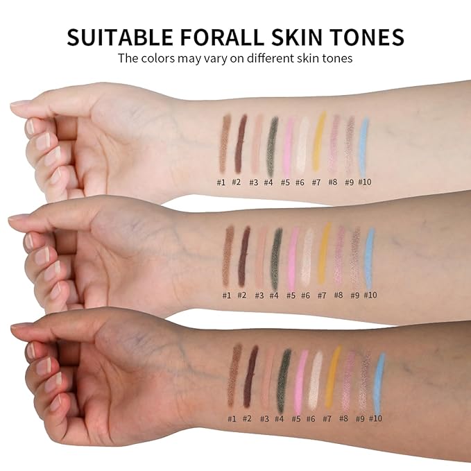 CHIFURE Eyeshadow Stick, Shimmer and Matte Cream Eye Shadow Brightener Sticks Eyeliner Pencil Crayon, Waterproof Long Lasting Eye Highlighter Stick Makeup,0.056 Oz(2PCS #1-Caramel+#9-Champagne)