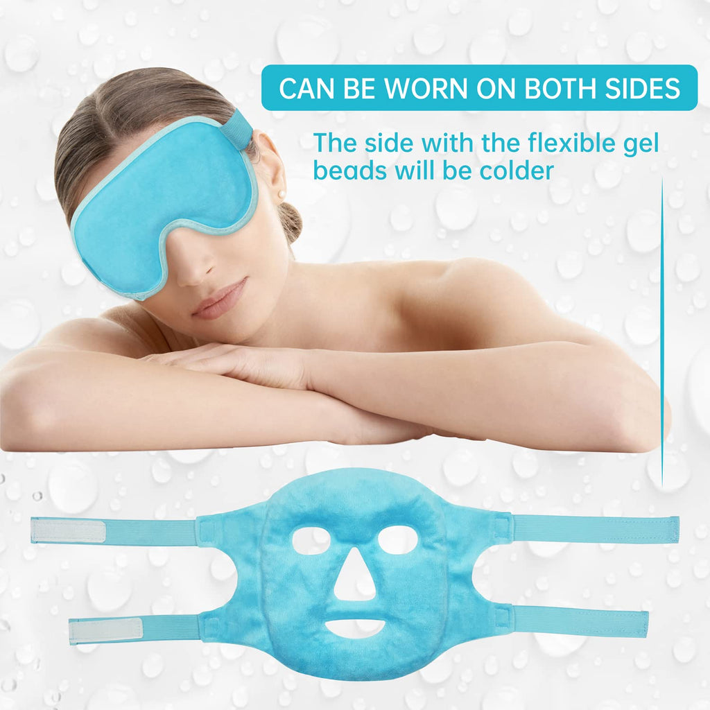 ZNÖCUETÖD Cooling Ice Face Eye Mask for Reducing Puffiness, Bags Under Eyes,Sinus,Redness,Pain Relief,Dark Circles, Migraine,Hot/Cold Pack with Soft Plush Backing Gift for Women