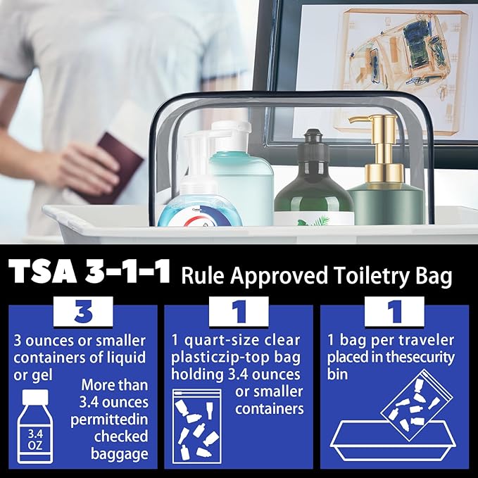 YOQIVEXU 6 Pieces Clear Cosmetics Bag Bulk, TSA Approved Toiletry Bag for Travel, Zippered Clear Pouch Cosmetic Makeup Bag Waterproof Vinyl Plastic Organizer Case for Vacation Bathroom (Large)