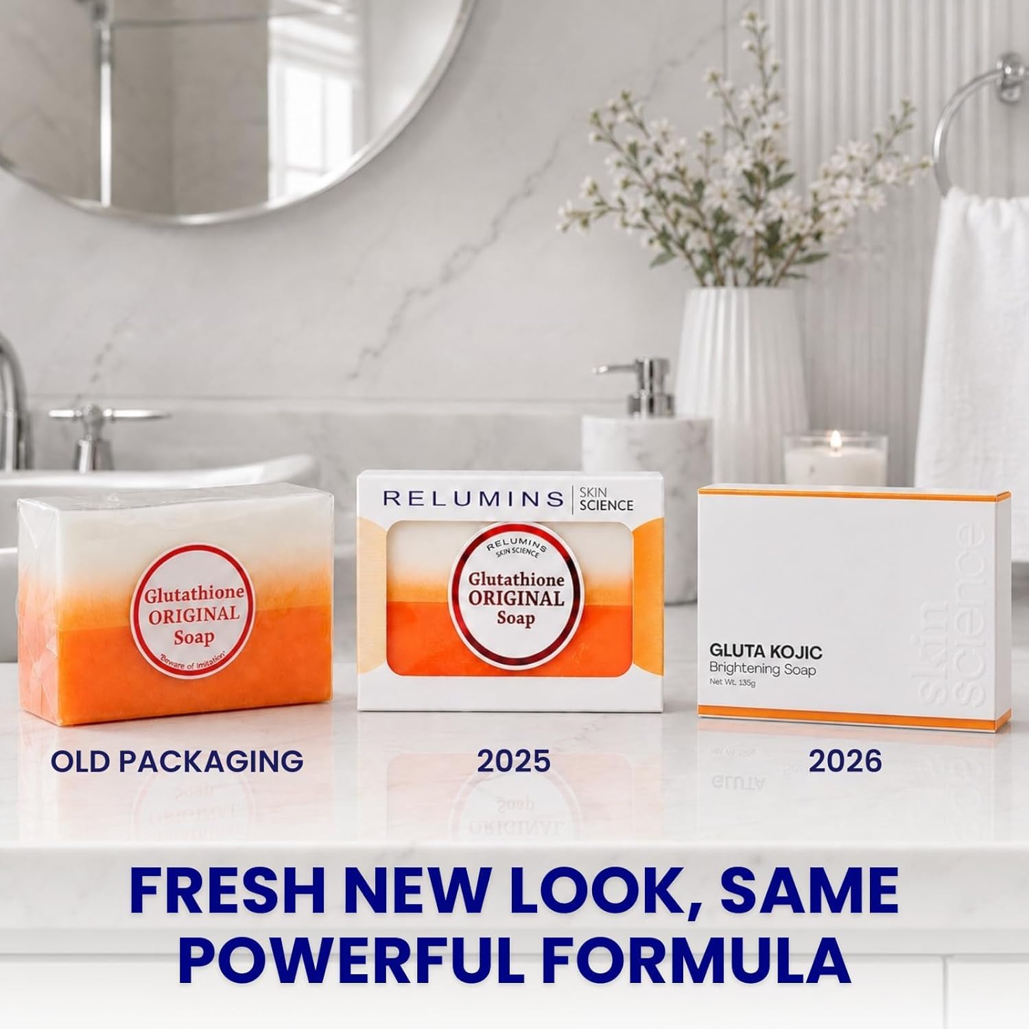Relumins Glutathione + Kojic Acid Soap Bars Whitening and Darkspot Corrector - Deep Cleansing & Hydrating Soap for Refreshed Skin Perfect - Gentle Exfoliating Formula - 135g x 5 Bars