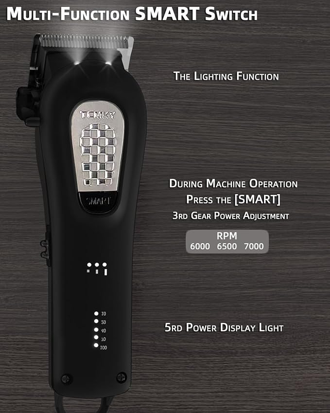 TCMKY Hair Clippers for Men Cordless&Corded Barber Clippers for Hair Cutting & Grooming Professional Hair Trimmer for Men Rechargeable Hair Trimmer Kit for Household(Black)
