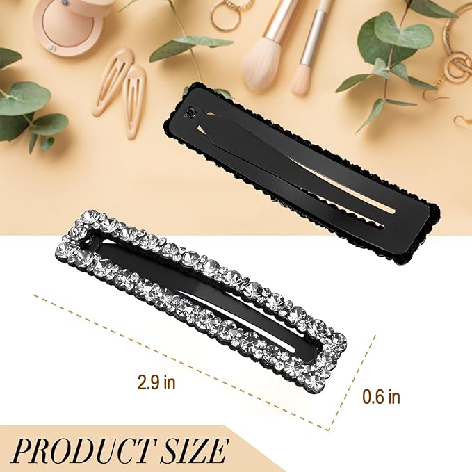 Kanprincess Rhinestone and Crystal Hair Clips 2-Pack, Sparkly Barrettes & Elegant Bling Accessories for Women & Girls(set 3)