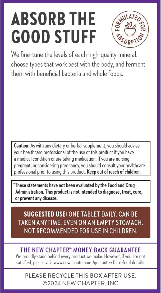 New Chapter Zinc Supplement, Fermented Zinc Complex, ONE Daily for Immune Support + Skin Health, Mineral-Balancing Formula Rich in Copper, Easy to Swallow & Digest, 90 Count (3 Month Supply)