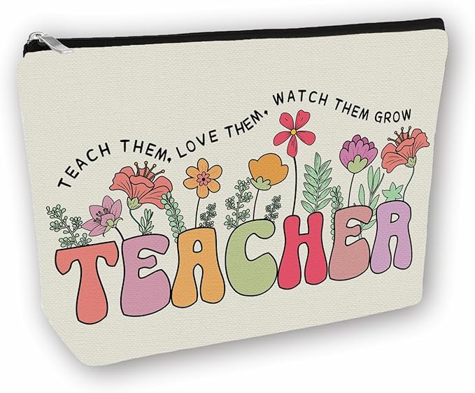 Teacher Appreciation Gifts Makeup Bag for Women & Girls, Teach Them Pouch