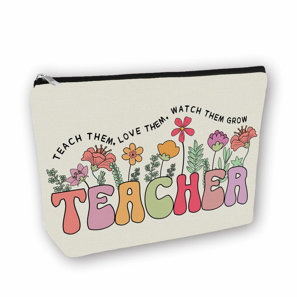 Teacher Appreciation Gifts Makeup Bag for Women & Girls, Teach Them Pouch