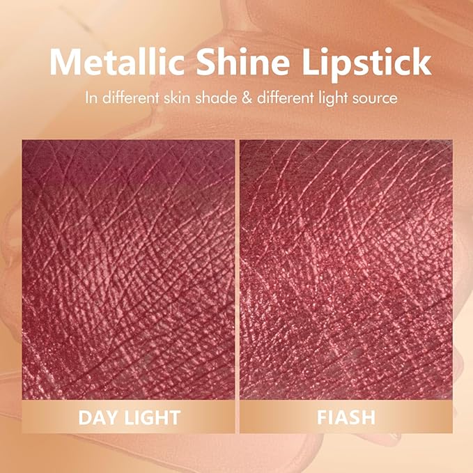 MAKI YIKA Red Lipstick for Women Metallic Liquid Lipsticks Long Lasting