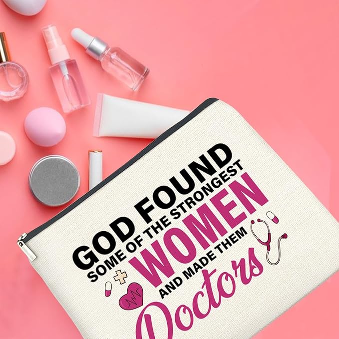 UPNEGE Doctor Gifts Makeup Bag, Thank You Gifts for Doctors, Medical Student Graduation Gift, New Doctor Gifts, God Found Some of the Strongest Women And Made Them Doctors Zipper Makeup Pouch