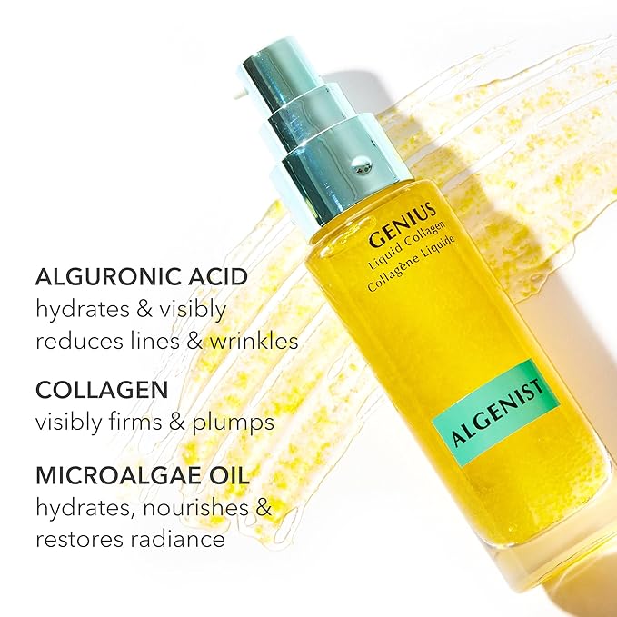 Algenist GENIUS Liquid Collagen Serum - Firming & Hydrating Vegan Face Serum with Alguronic Acid + Vitamin E - Helps Visibly Minimize Fine Lines + Wrinkles & Improve Elasticity (1 oz)