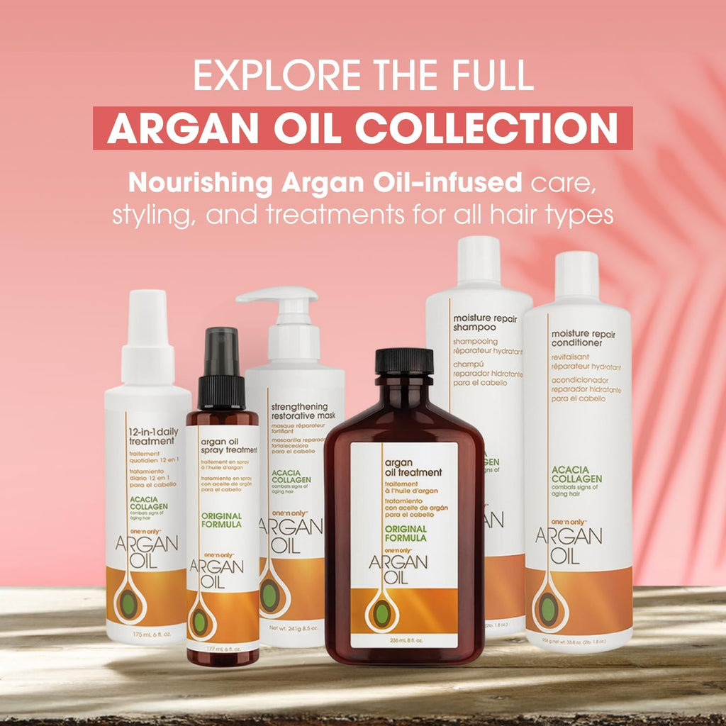 One 'n Only Argan Oil Hair Treatment - Hair Oil Smoothes and Strengthens Dry Damaged Hair, Eliminates Frizz, Creates Brilliant Shines, Non-Greasy Formula, 3.4 Fl. Oz