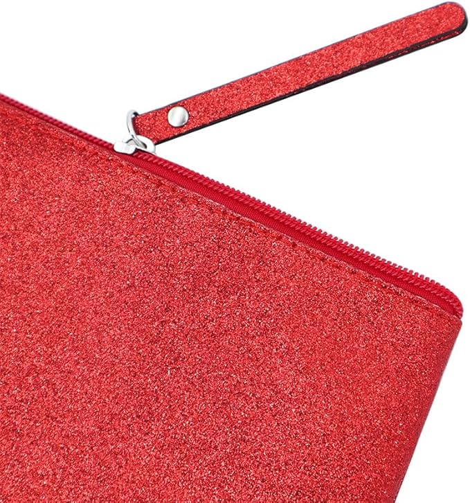 RITTZI Celestial Glitter Makeup Pouch – Seven Stunning Shades - Festive Cosmetic Bag (Aurora Red)