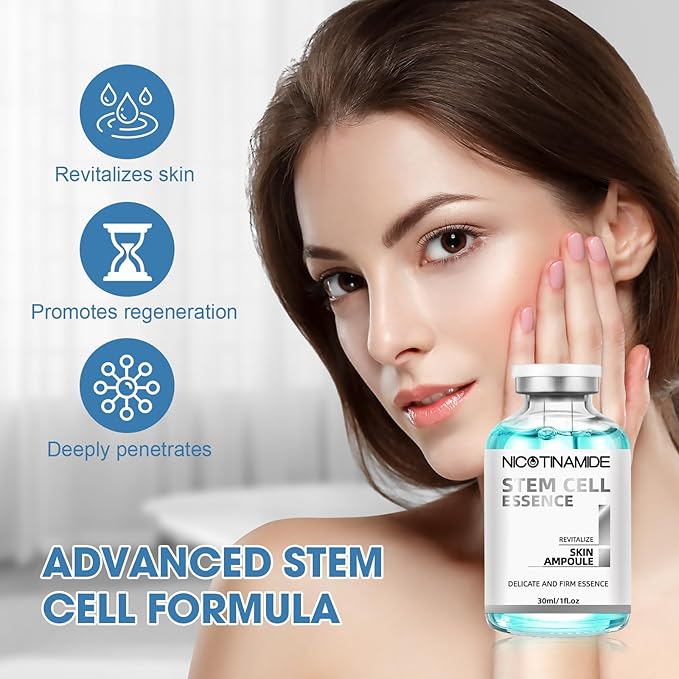Racgrul Stem Cell Ampoule for Face, 2 Pcs Microneedling Serum Ampoule for Anti-Aging, Helps Reduce the Look of Wrinkles and Scars, Hydrating Facial Serum to Use with and Without Micro Needling