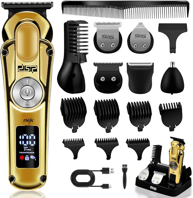 DSP 6-in-1 Grooming Kit for Men, Cordless Rechargeable Trimmer Set