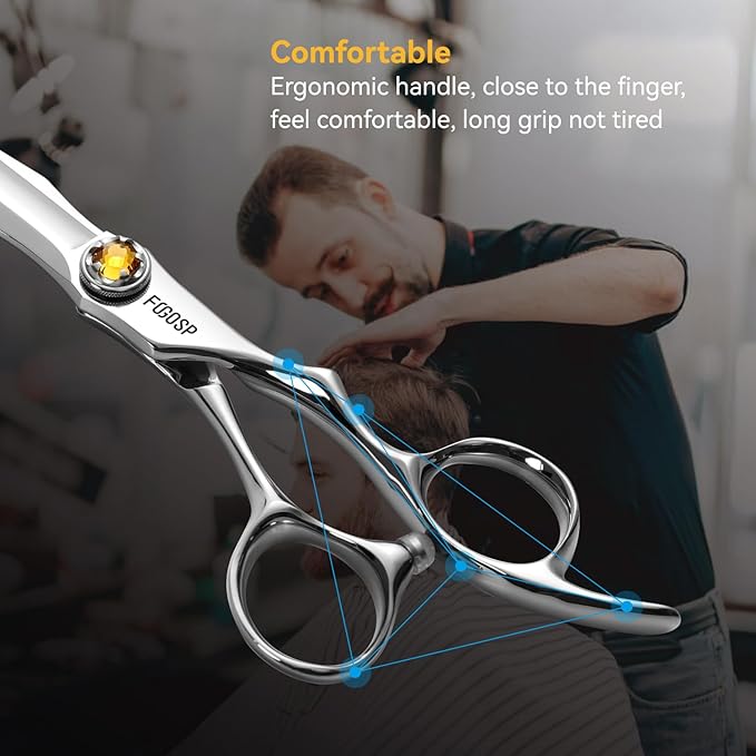 FOGOSP 6" Professional Hair Shears Set VG10 Japanese Stainless Steel Sharp Ergonomic Lightweight Regular Straight and Thinning Scissors for Barbers and Salon Professionals