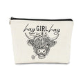 BARPERY Funny Cow Small Makeup Bag - Cow Lovers Farm Girls Gift, Hay Girl Cosmetic Bag for Birthday or Christmas