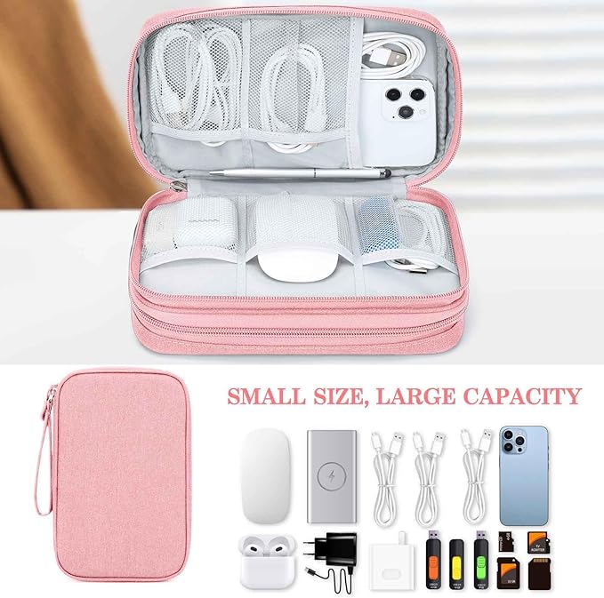 FYY Electronic Organizer, Travel Tech Pouch Bag, Large, Pink