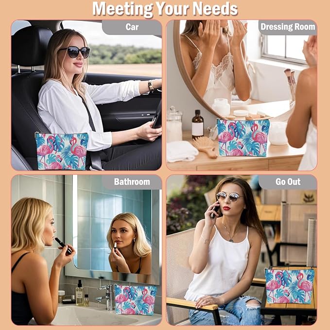 XFN Flamingo Gifts, Flamingo Stuff Makeup Bag, Flamingos Cosmetic Bag Travel Pouch, Animal Lovers Gift for Women Girls Daughter Sisters Coworker Best Friend Friendship Graduation Birthday Gifts