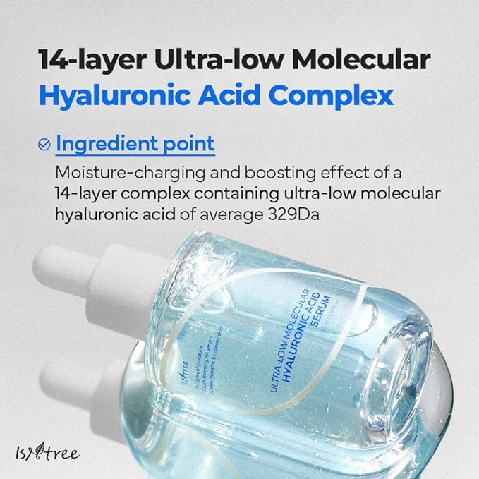 ISNTREE Ultra-Low Molecular Hyaluronic Acid Serum | Korean Face Serum with Hyaluronic Acid | Deep Hydration, Lightweight & Fast-Absorbing, 1.69 fl oz