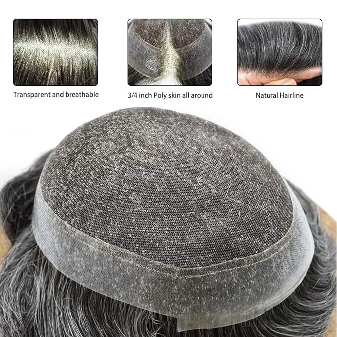F M FACE MIRACLE NEW YORK Toupee for Men French Lace Center Mens Toupee Hairpiens Human Hair Replacement System Black Brown Blonde Gray Hair Units, 7X9