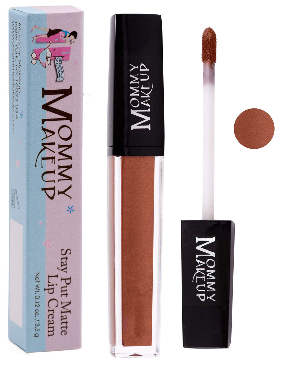 Mommy Makeup Stay Put Matte Lip Cream, Kiss-proof Lipstick (Roxie)