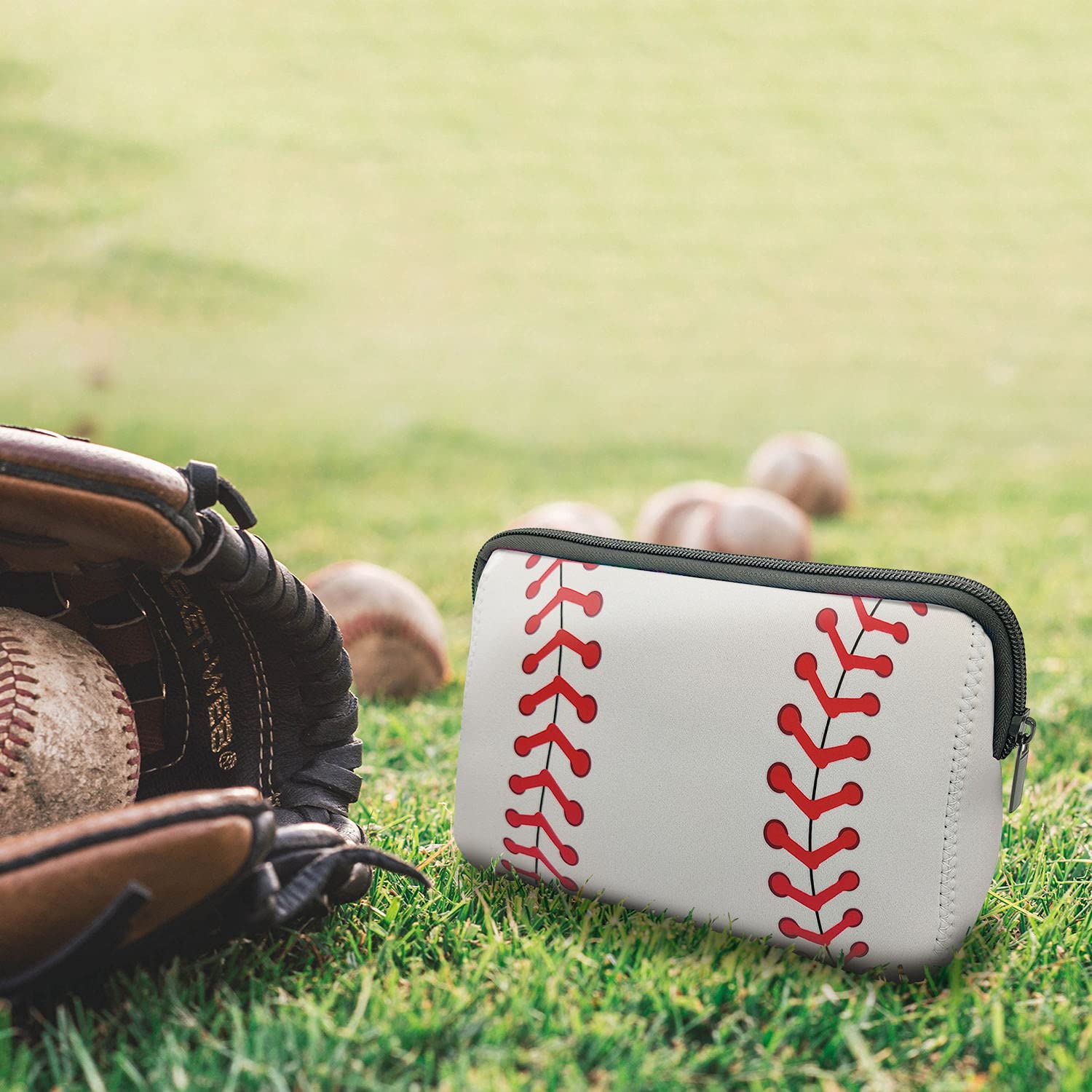 AJLTPA Waterproof Neoprene Cosmetic Bag, Baseball