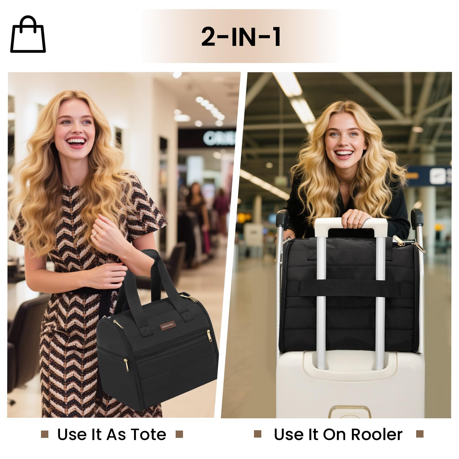 Wig Storage Bag Holds 3 Wigs Hair Tools Travel Bag Full-Open Breathable Organizer Case for Clips, Hair Dryer, Flat Curling Iron Brushes,Cosmetic Toiletry Tote Christmas Gift for Women Stylist