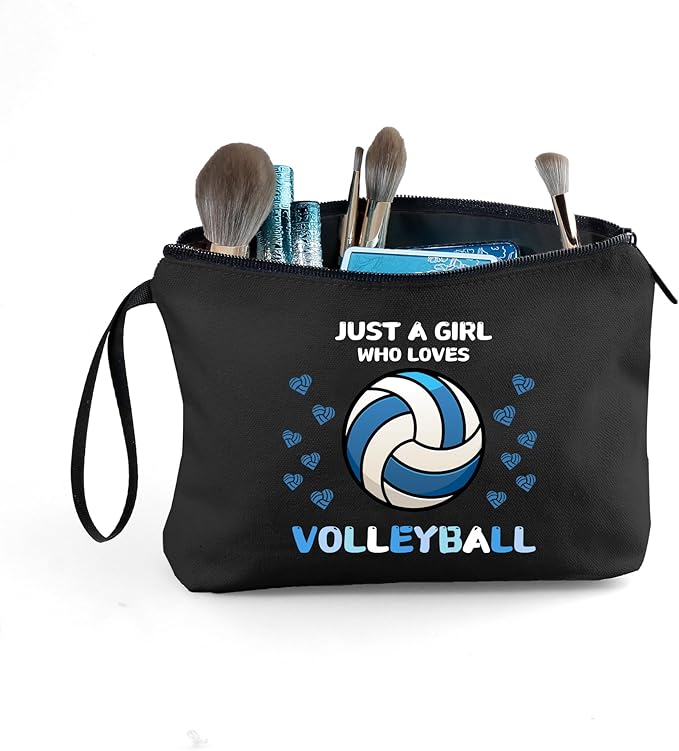 ARIOSEY Volleyball Gifts for Girls Women, Small Black Makeup Cosmetic bag